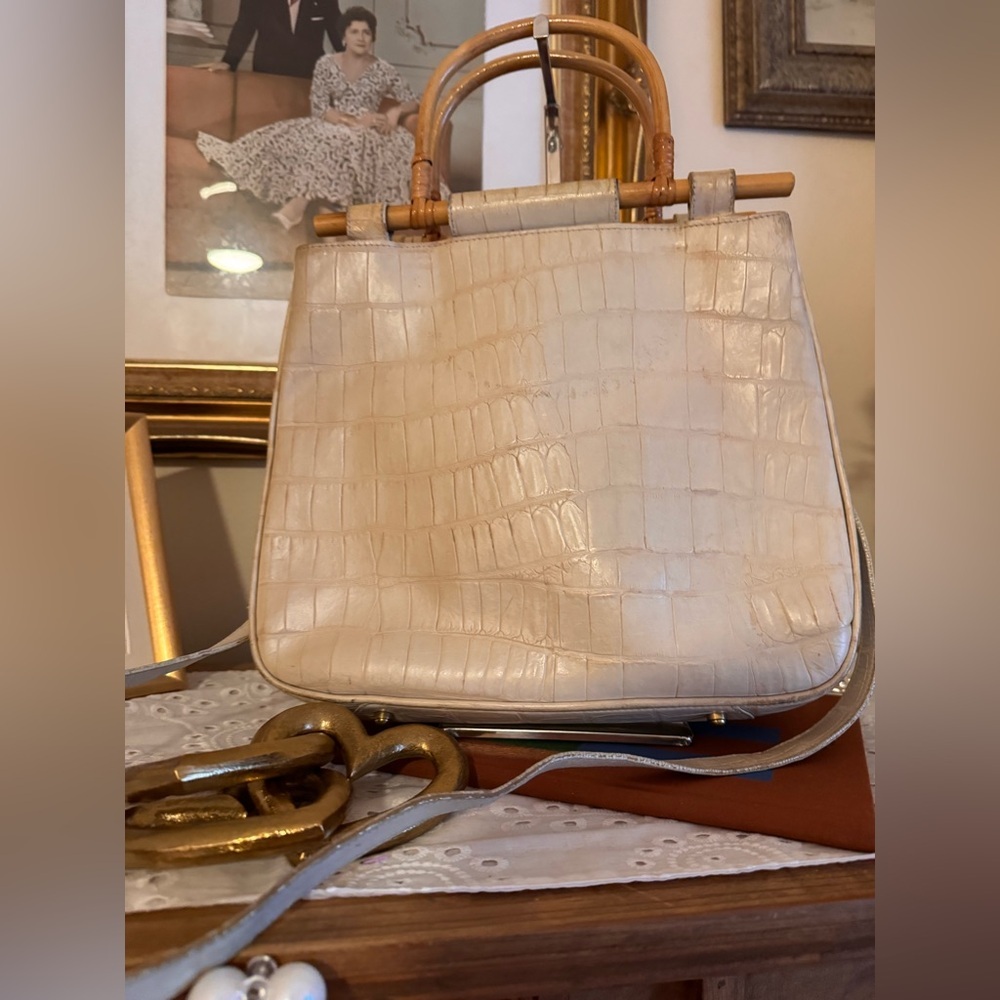 Brahmin Cecelia Croc-Embossed Bag with Bamboo Handles - Picture 10 of 17